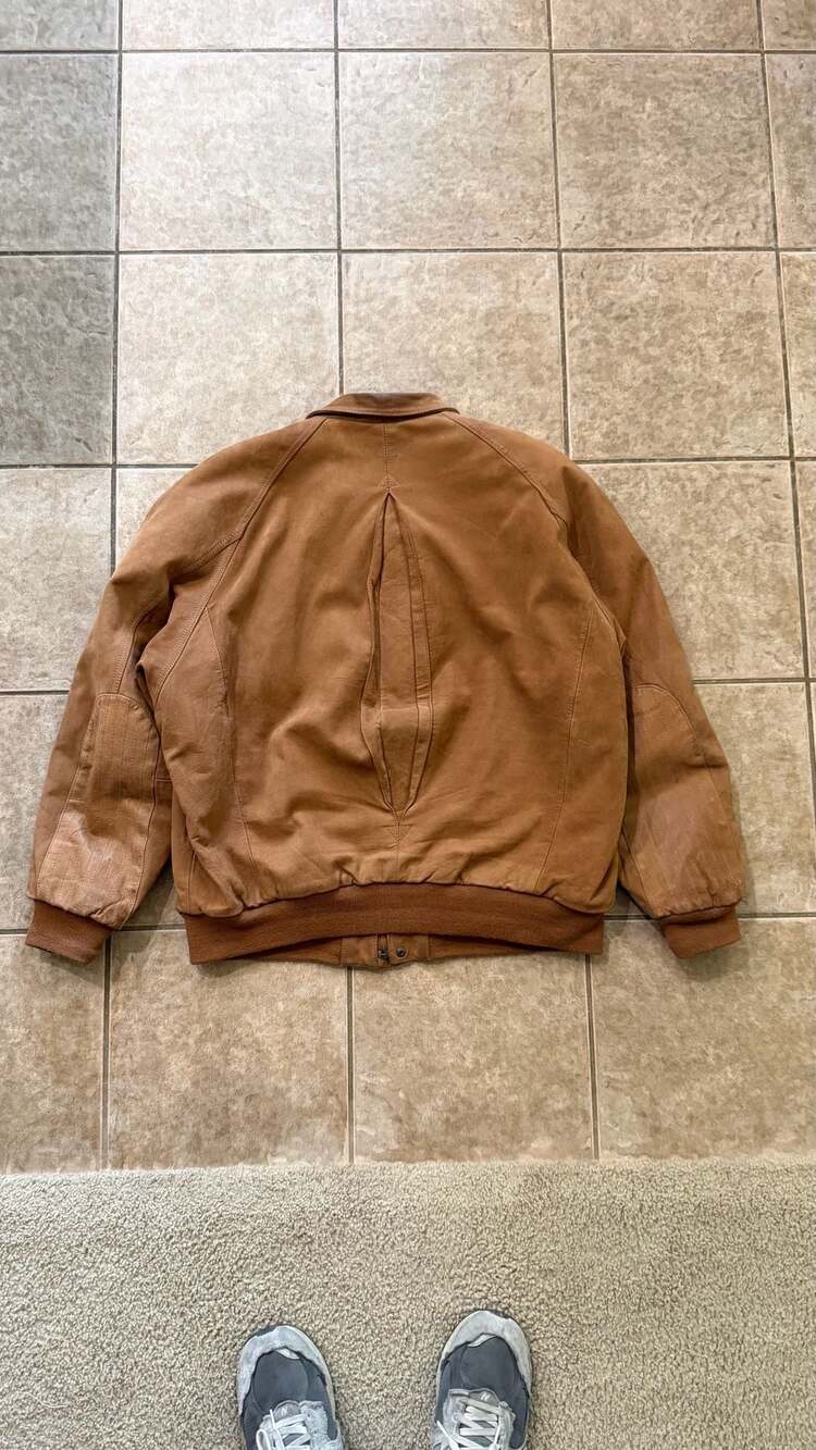Vintage 90s Marlboro Adventure Team Brown Leather Jacket Size XL - Picture 4 of 4